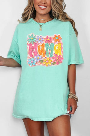 Floral Painted Mama Comfort Colors Adult Ring - Spun Cotton Tee - Wholesale Accessory Market