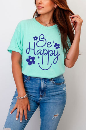 Flower Be Happy Comfort Colors Adult Ring - Spun Cotton Tee - Wholesale Accessory Market