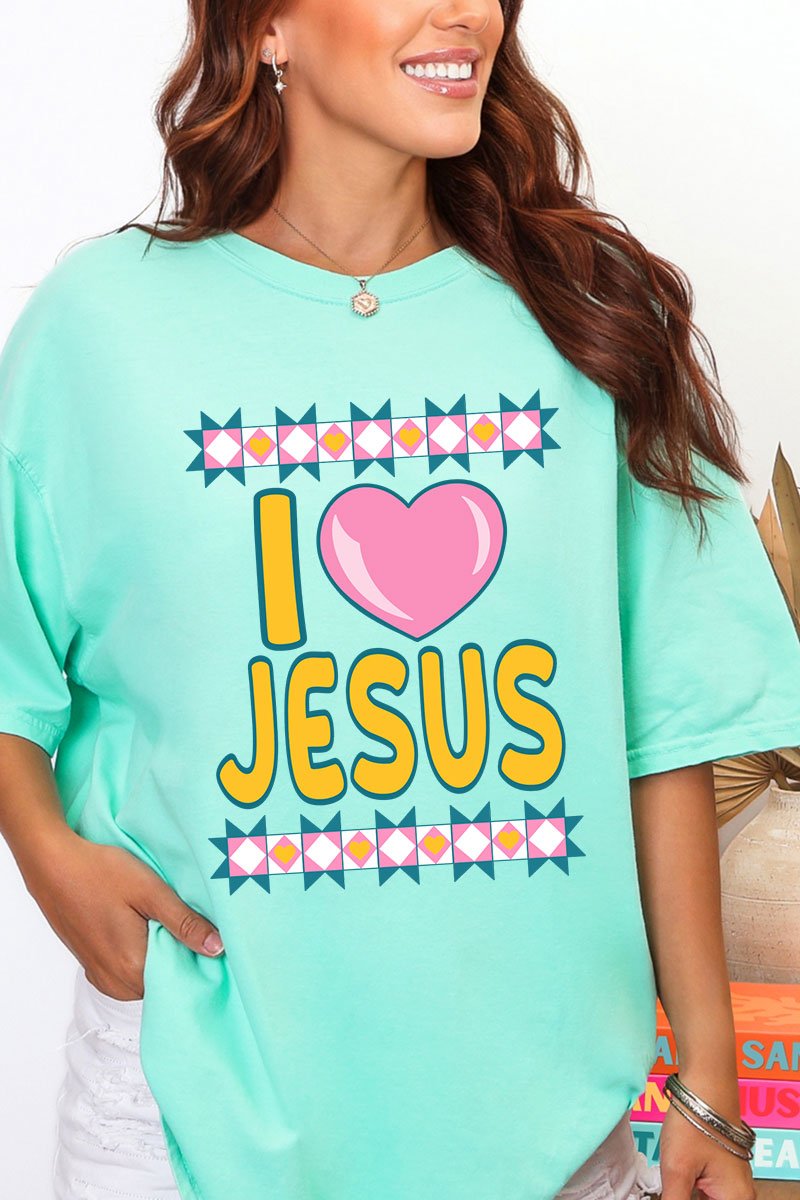 Folk Faith: I Love Jesus Comfort Colors Adult Ring - Spun Cotton Tee - Wholesale Accessory Market