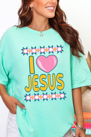 Folk Faith: I Love Jesus Comfort Colors Adult Ring - Spun Cotton Tee - Wholesale Accessory Market