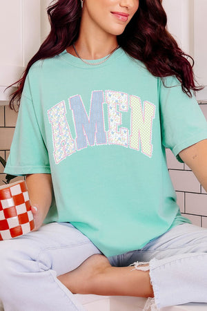 Garden Gingham Amen Comfort Colors Adult Ring - Spun Cotton Tee - Wholesale Accessory Market