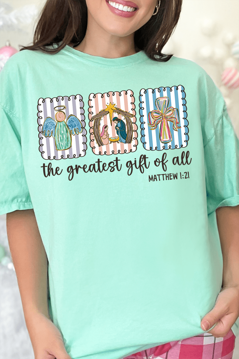 Jesus, Greatest Gift Comfort Colors Adult Ring - Spun Cotton Tee - Wholesale Accessory Market