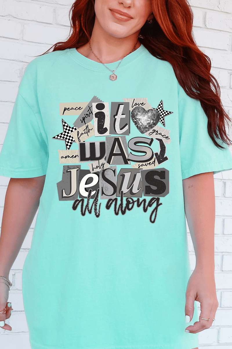 Monochromatic Jesus All Along Comfort Colors Adult Ring - Spun Cotton Tee - Wholesale Accessory Market