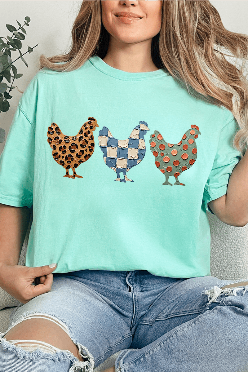 Painted Hen Trio Comfort Colors Adult Ring-Spun Cotton Tee - Wholesale Accessory Market