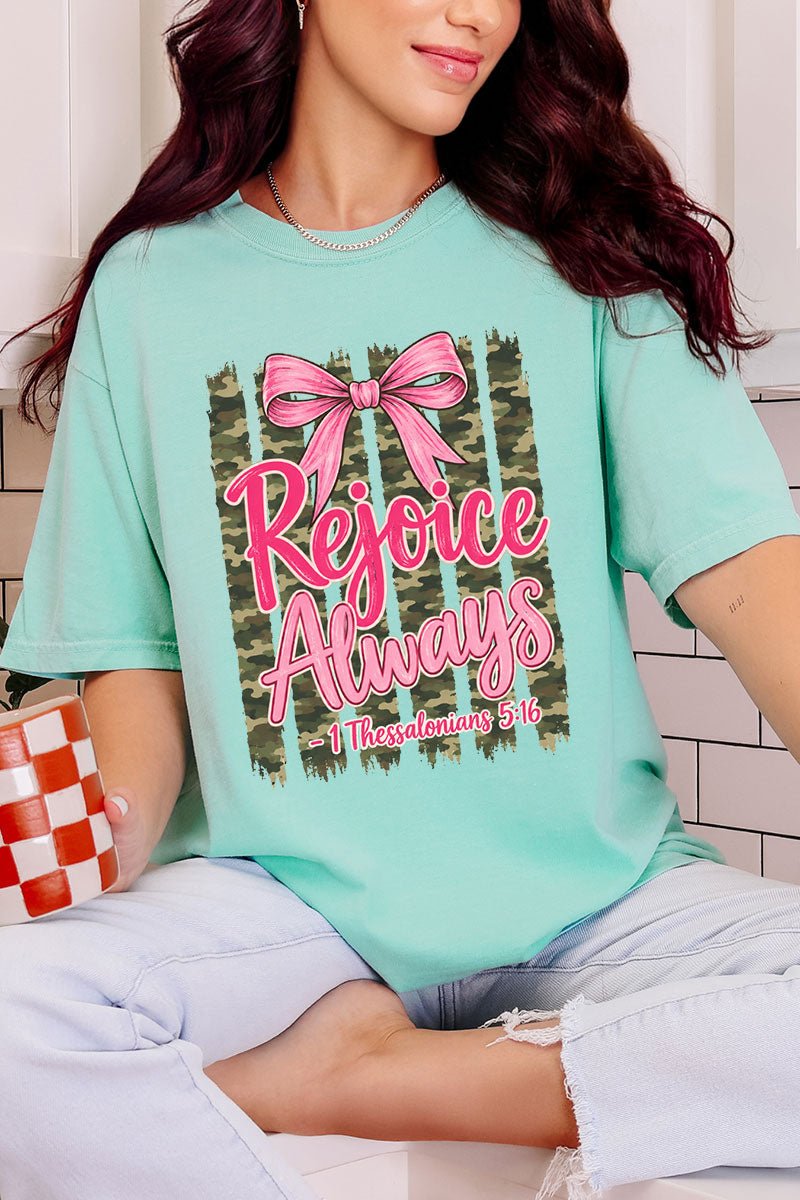 Rejoice Always Girly Camo Comfort Colors Adult Ring-Spun Cotton Tee - Wholesale Accessory Market