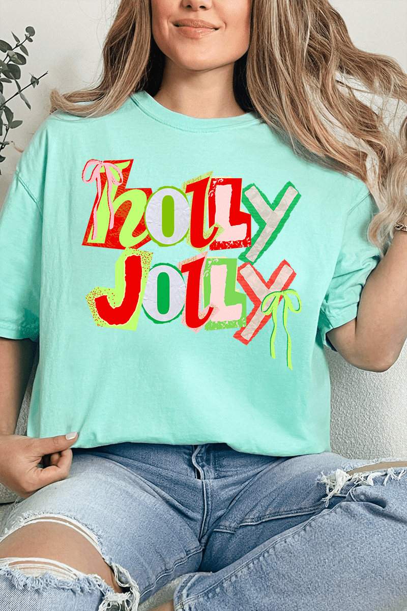 Retro Holly Jolly Comfort Colors Adult Ring - Spun Cotton Tee - Wholesale Accessory Market