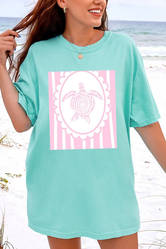 Scalloped Sea Turtle Comfort Colors Adult Ring - Spun Cotton Tee - Wholesale Accessory Market