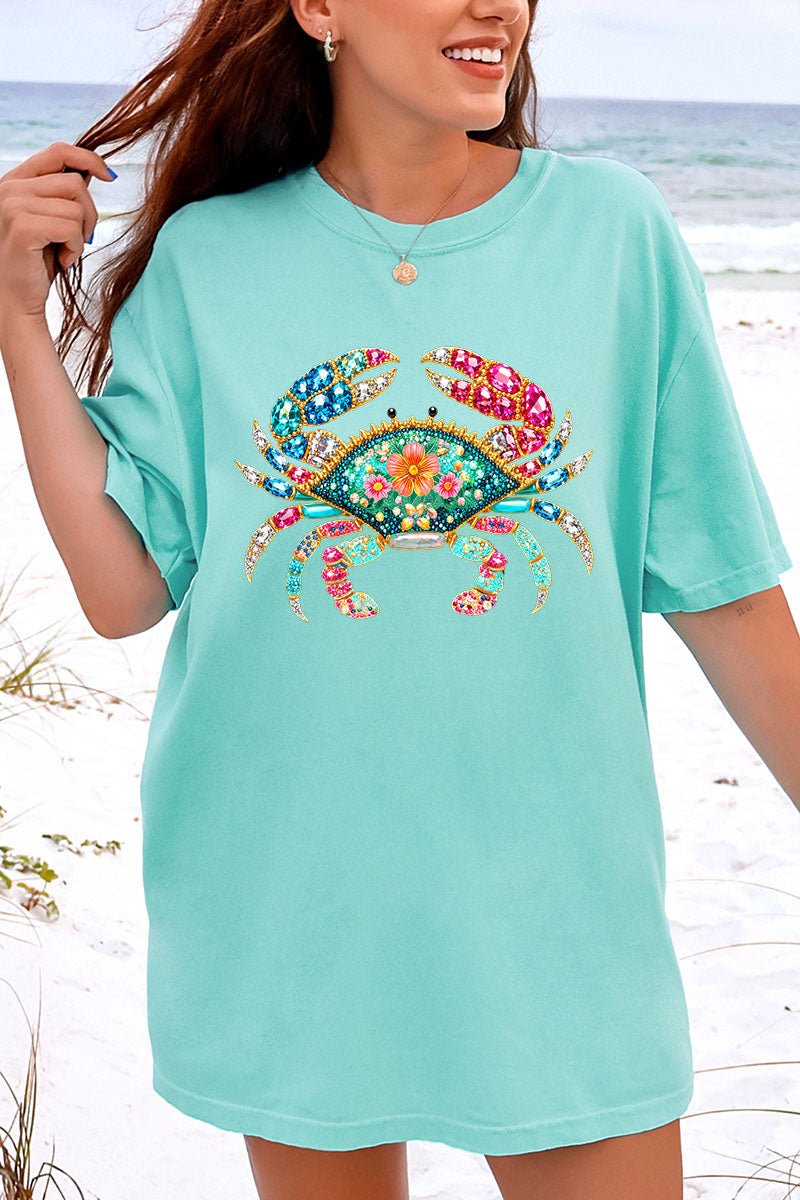 Seaside Sparkle Crab Comfort Colors Adult Ring - Spun Cotton Tee - Wholesale Accessory Market