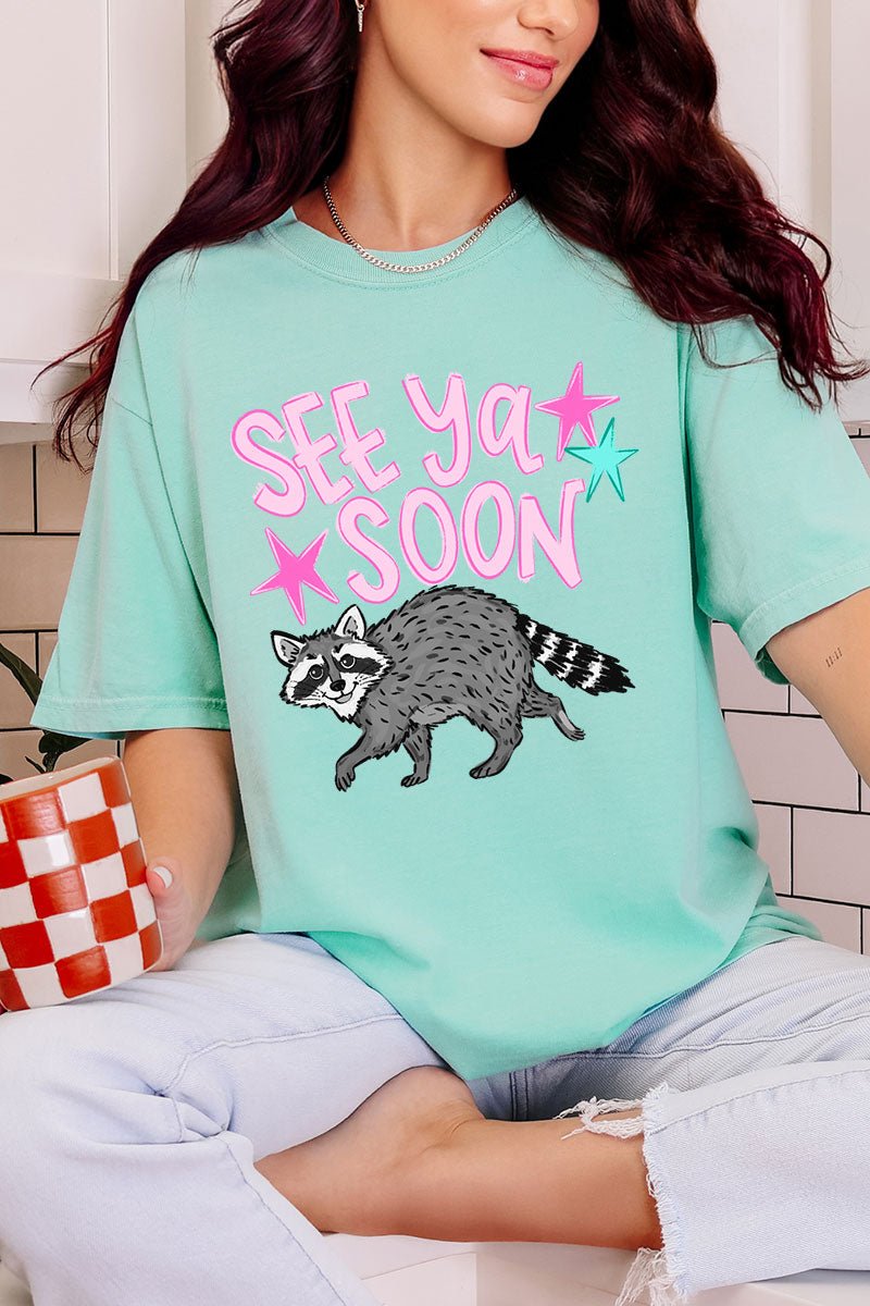 See You Soon Raccoon Full Front & Back Design Comfort Colors Adult Ring - Spun Cotton Tee - Wholesale Accessory Market