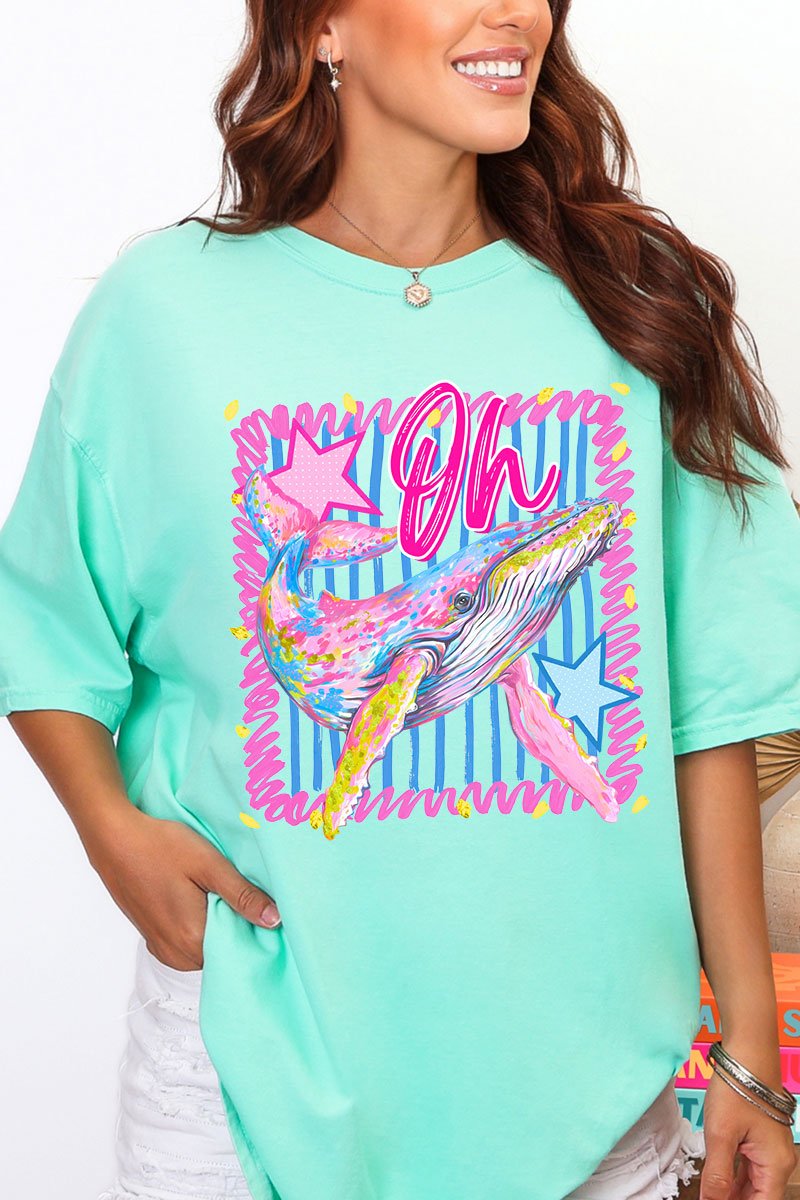 Striped Oh Whale Comfort Colors Adult Ring - Spun Cotton Tee - Wholesale Accessory Market