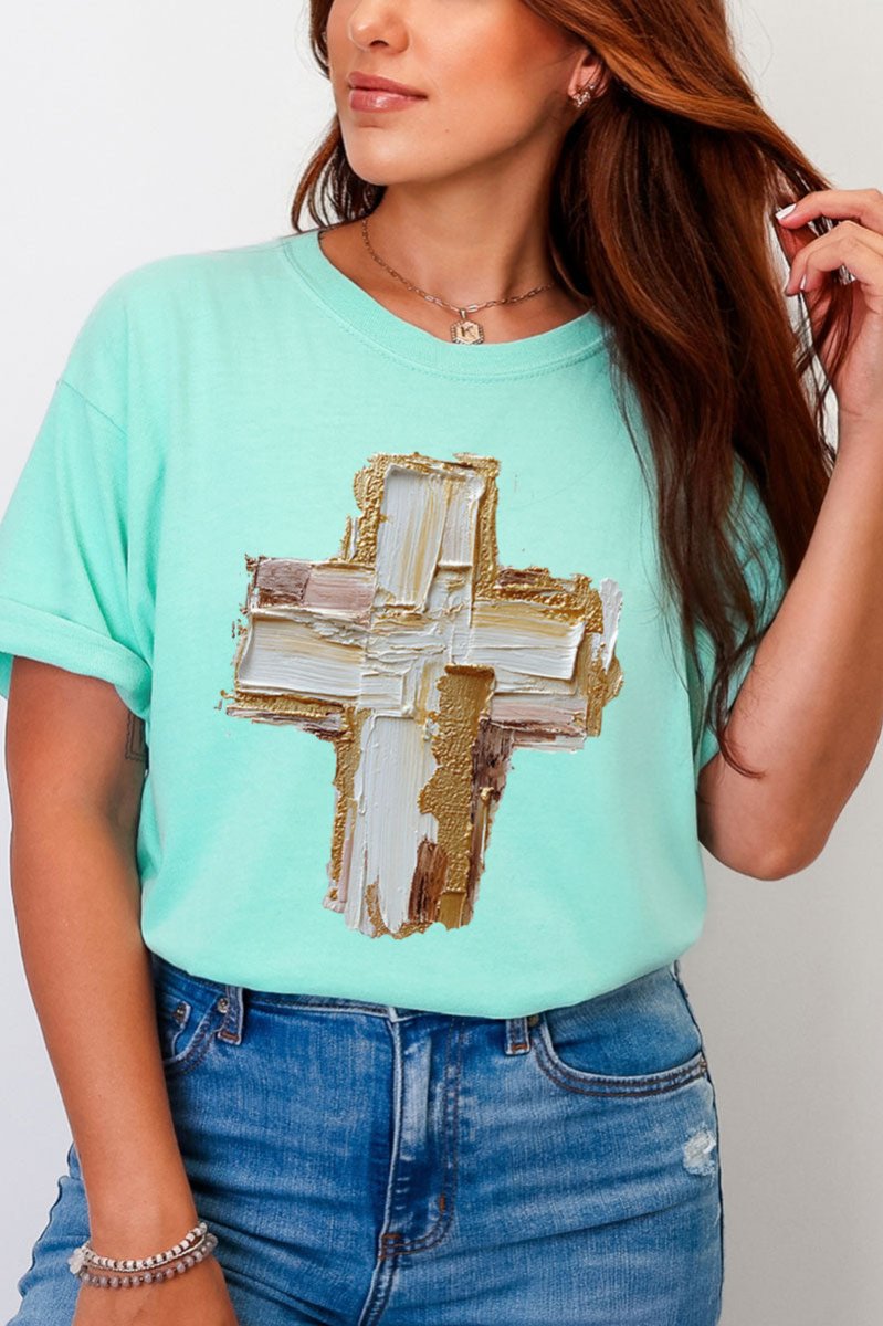 The Painted Gilded Cross Comfort Colors Adult Ring - Spun Cotton Tee - Wholesale Accessory Market