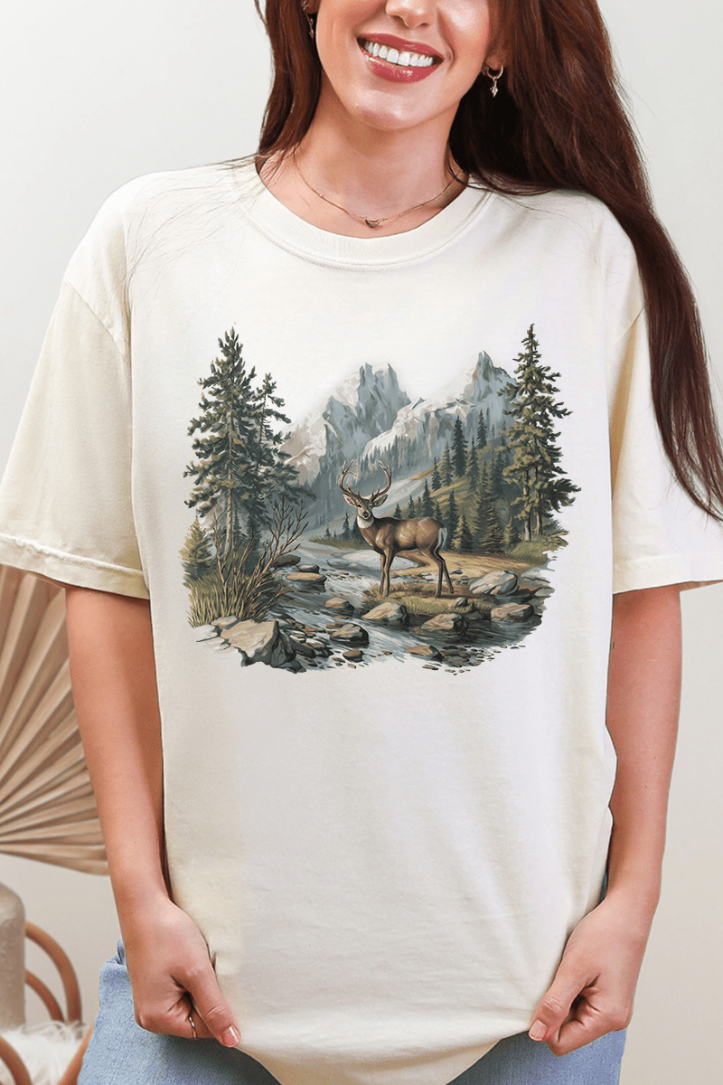 Alpine Deer Comfort Colors Adult Ring - Spun Cotton Tee - Wholesale Accessory Market