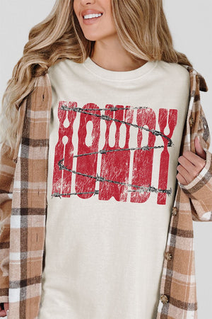 Barbed Wire Howdy Comfort Colors Adult Ring - Spun Cotton Tee - Wholesale Accessory Market
