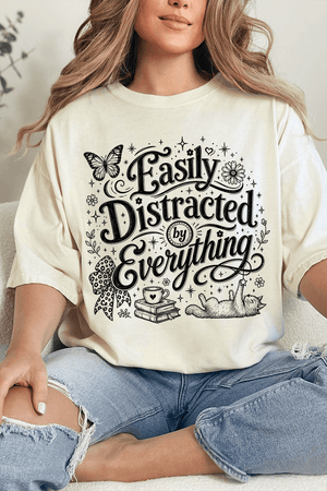 Black Easily Distracted By Everything Comfort Colors Adult Ring-Spun Cotton Tee - Wholesale Accessory Market
