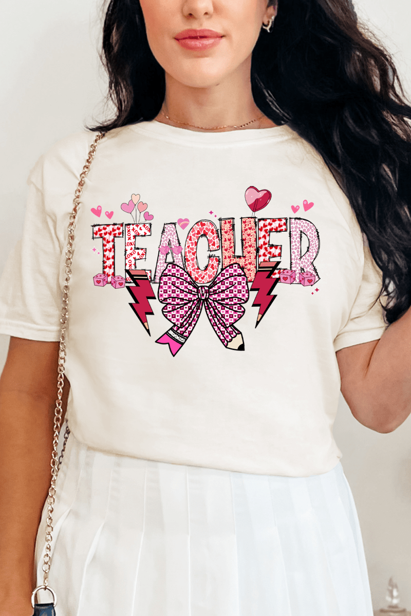Bow Teacher Doodle Comfort Colors Adult Ring - Spun Cotton Tee - Wholesale Accessory Market