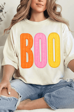 Candy Stripe Boo Comfort Colors Adult Ring-Spun Cotton Tee - Wholesale Accessory Market