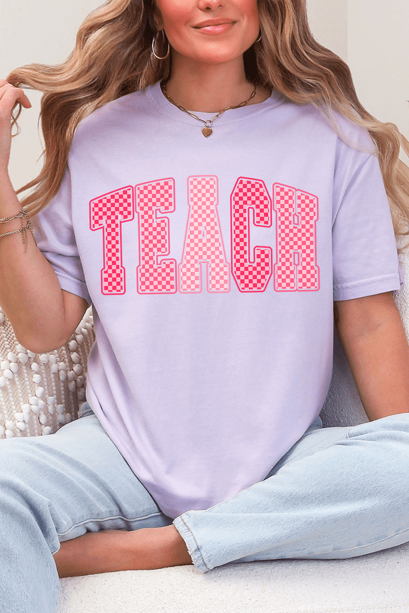 Checkered Teach Comfort Colors Adult Ring - Spun Cotton Tee - Wholesale Accessory Market