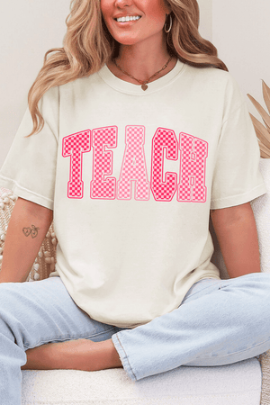 Checkered Teach Comfort Colors Adult Ring - Spun Cotton Tee - Wholesale Accessory Market