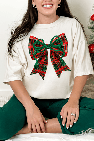 Christmas Plaid Coquette Comfort Colors Adult Ring - Spun Cotton Tee - Wholesale Accessory Market