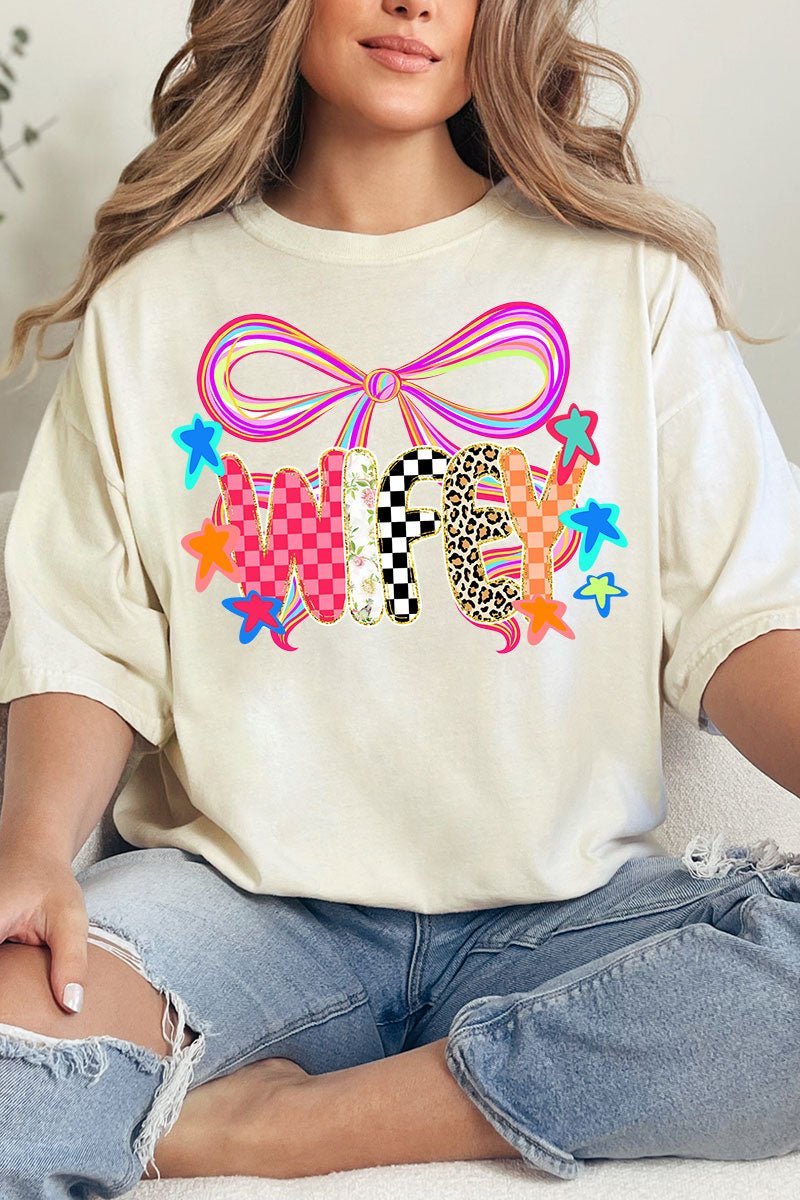 Colorful Preppy Wifey Comfort Colors Adult Ring - Spun Cotton Tee - Wholesale Accessory Market