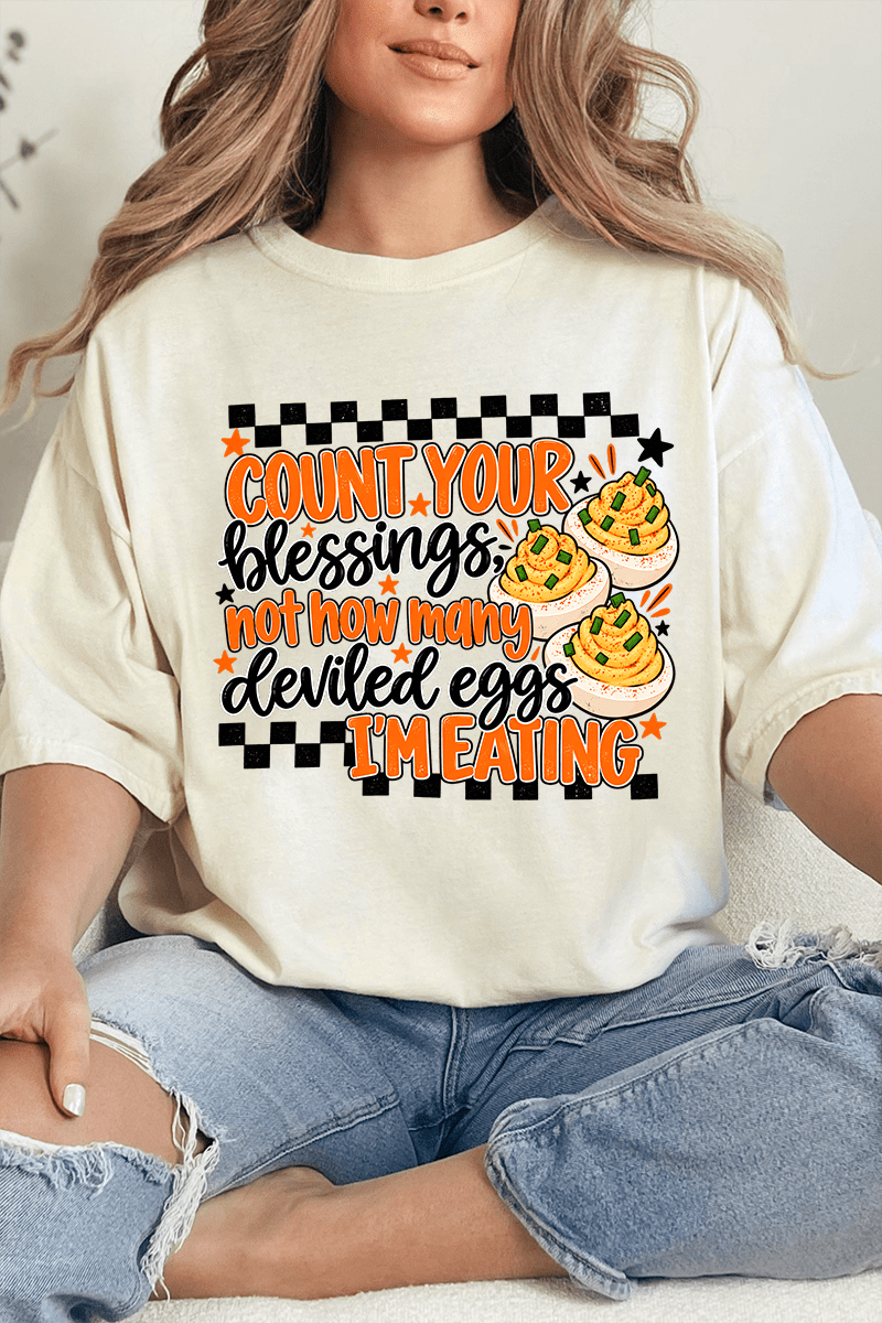 Count Blessings Not Deviled Eggs Comfort Colors Adult Ring-Spun Cotton Tee - Wholesale Accessory Market