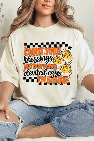 Count Blessings Not Deviled Eggs Comfort Colors Adult Ring-Spun Cotton Tee - Wholesale Accessory Market
