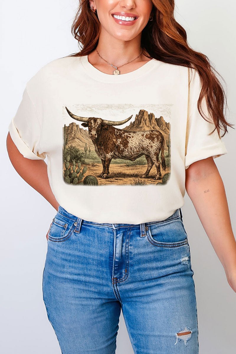 Desert Monarch Longhorn Comfort Colors Adult Ring - Spun Cotton Tee - Wholesale Accessory Market