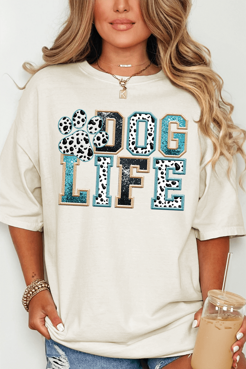 Dog Life Faux Glitter Comfort Colors Adult Ring - Spun Cotton Tee - Wholesale Accessory Market