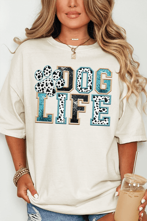 Dog Life Faux Glitter Comfort Colors Adult Ring - Spun Cotton Tee - Wholesale Accessory Market