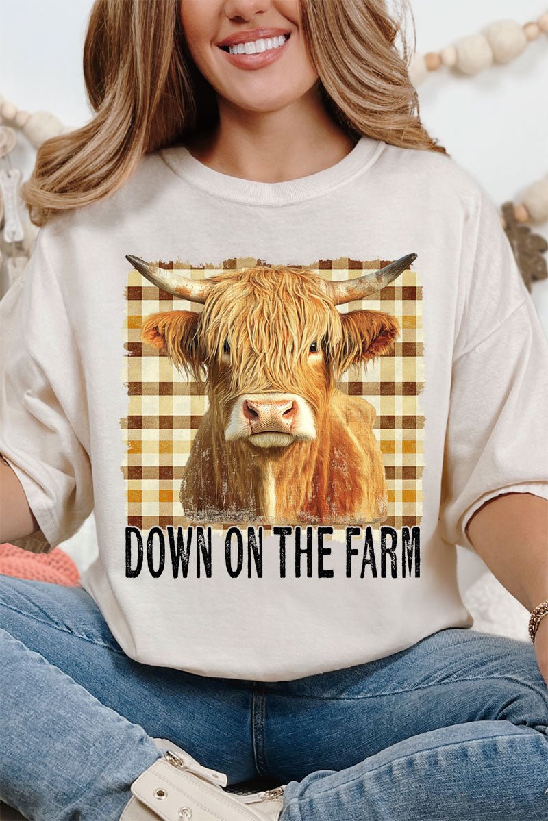 Down On The Farm Highland Cow Comfort Colors Adult Ring - Spun Cotton Tee - Wholesale Accessory Market