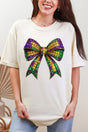 Faux Rhinestone Mardi Gras Bow Comfort Colors Adult Ring - Spun Cotton Tee - Wholesale Accessory Market