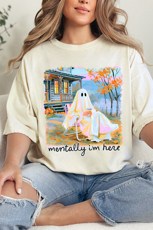 Ghost Mentally I'm Here Comfort Colors Adult Ring-Spun Cotton Tee - Wholesale Accessory Market