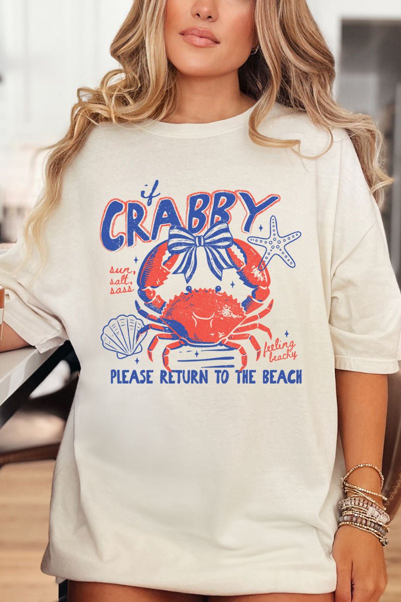 If Crabby Please Return To The Beach Comfort Colors Adult Ring - Spun Cotton Tee - Wholesale Accessory Market