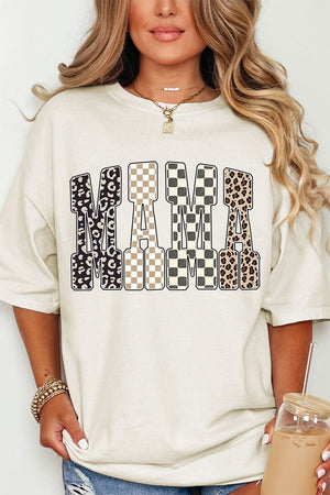 Leopard Checkered Mama Comfort Colors Adult Ring - Spun Cotton Tee - Wholesale Accessory Market