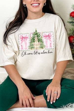 Notes Oh Come Let Us Adore Him Comfort Colors Adult Ring - Spun Cotton Tee - Wholesale Accessory Market