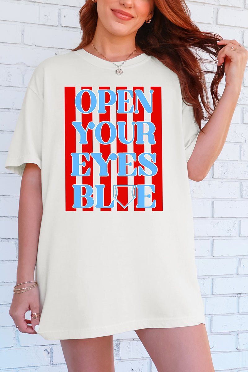 Open Your Eyes Blue Comfort Colors Adult Ring - Spun Cotton Tee - Wholesale Accessory Market