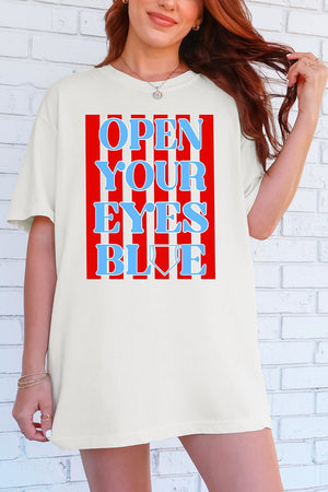 Open Your Eyes Blue Comfort Colors Adult Ring - Spun Cotton Tee - Wholesale Accessory Market