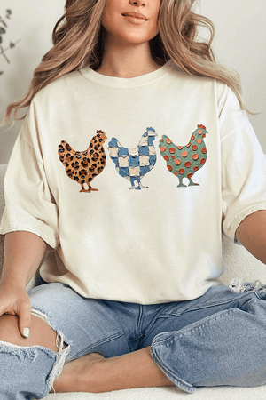 Painted Hen Trio Comfort Colors Adult Ring-Spun Cotton Tee - Wholesale Accessory Market
