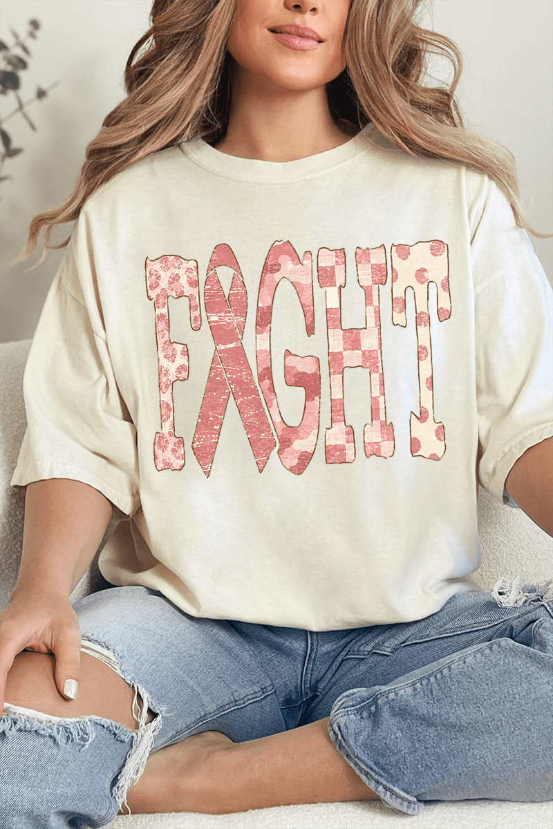Pink Patterned Fight Comfort Colors Adult Ring-Spun Cotton Tee - Wholesale Accessory Market