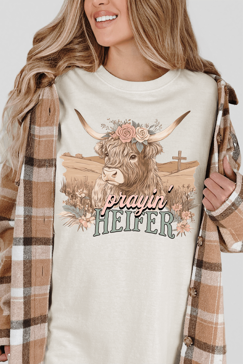 Prayin' Heifer Comfort Colors Adult Ring - Spun Cotton Tee - Wholesale Accessory Market