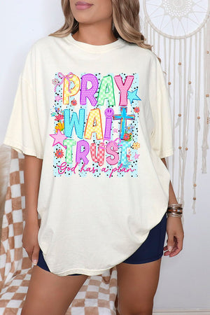 Pray Wait Trust Bright Doodle Comfort Colors Adult Ring-Spun Cotton Tee - Wholesale Accessory Market