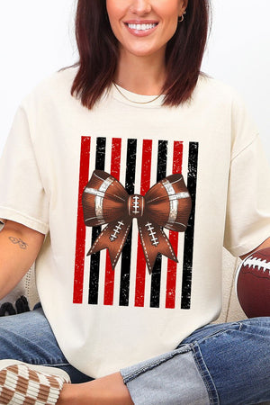 Red & Black Varsity Bow Comfort Colors Adult Ring-Spun Cotton Tee - Wholesale Accessory Market