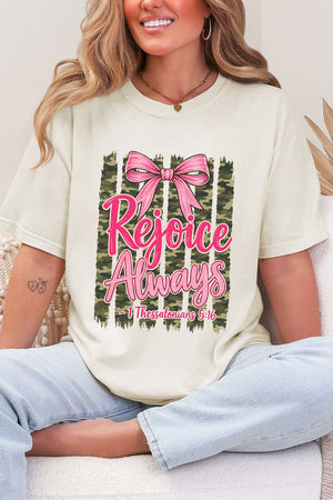 Rejoice Always Girly Camo Comfort Colors Adult Ring-Spun Cotton Tee - Wholesale Accessory Market