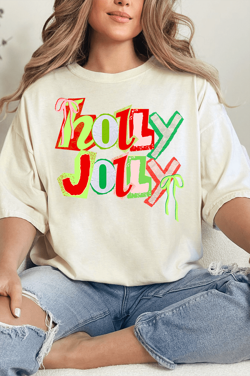 Retro Holly Jolly Comfort Colors Adult Ring - Spun Cotton Tee - Wholesale Accessory Market