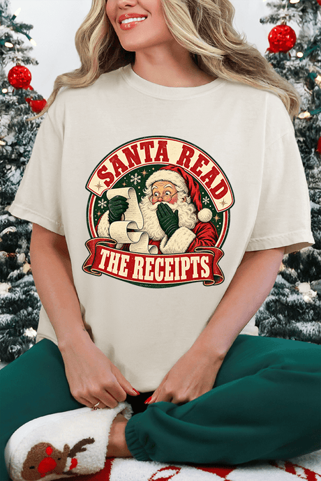 Santa Read The Receipts Comfort Colors Adult Ring-Spun Cotton Tee - Wholesale Accessory Market