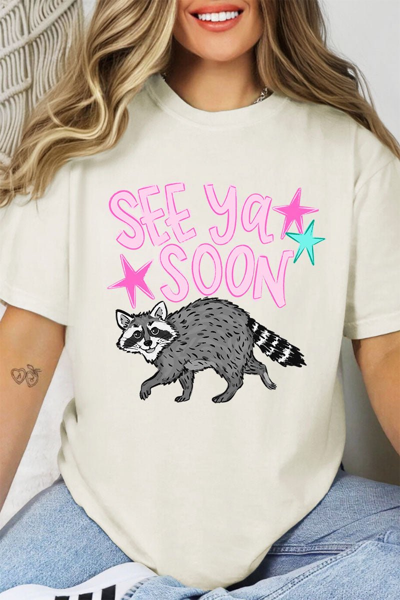 See You Soon Raccoon Full Front & Back Design Comfort Colors Adult Ring - Spun Cotton Tee - Wholesale Accessory Market