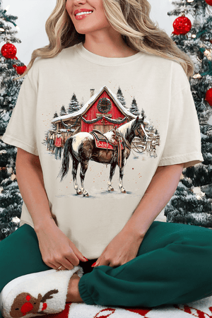 Snowy Stable Christmas Comfort Colors Adult Ring - Spun Cotton Tee - Wholesale Accessory Market