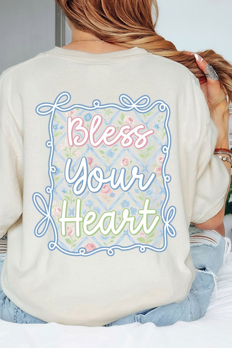 Spring Coquette Bless Your Heart Front & Back Comfort Colors Adult Ring - Spun Cotton Tee - Wholesale Accessory Market