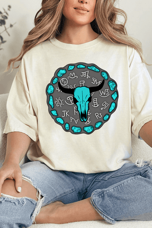 Turquoise Steer Stone Comfort Colors Adult Ring - Spun Cotton Tee - Wholesale Accessory Market