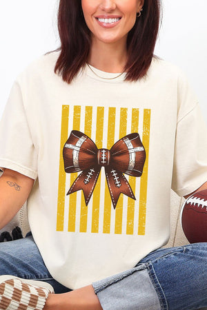 Yellow Gold Varsity Bow Comfort Colors Adult Ring-Spun Cotton Tee - Wholesale Accessory Market